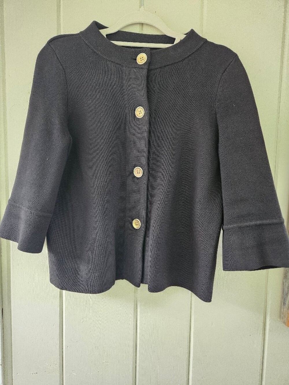J. McLaughlin Prima Heavy Cotton Modal Knit Sweater Black Size S